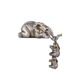 3 Pcs/Set Elephant Statues Hand Painted Elephant Resin Statues Mother Elephant Hanging 2 Baby Elephants on The Edge Home Decor Gift