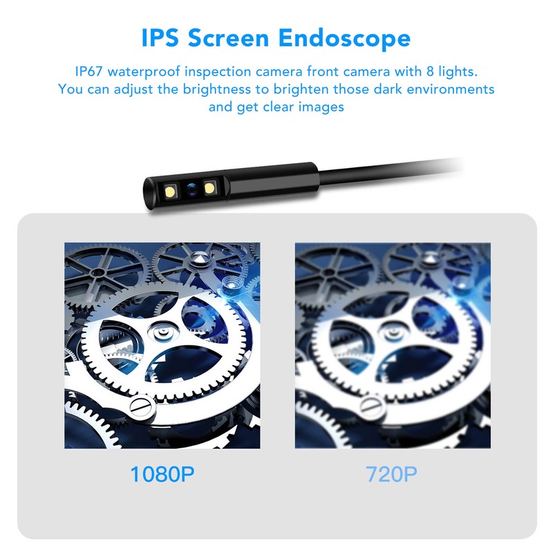 Industrial Endoscope HD Borescope Handheld Inspection Camera 2.4in IPS LCD