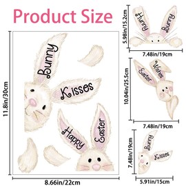 DIYDEC 6 Sheets Easter Bunny Window Clings Happy Easter Window Stickers Easter Window Decals for Glass Decorations Holiday Home Store Window Glass Decoration