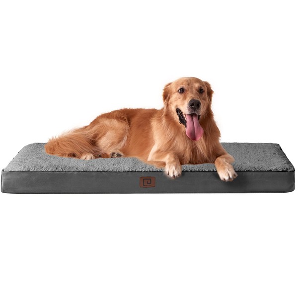 EHEYCIGA 41 Inches Washable Dog Beds for Extra Large Dogs, XL Dog Bed with Removable Cover for Crate, Orthopedic Foam Pet Bed Dog Mat Mattress Cushions for XLarge Dogs, Fits Up to 85 Lbs Pets, Grey