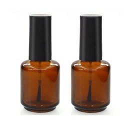 6Pcs 15ml(1/2 oz) Empty DIY Nail Polish Bottles Cylindrical Glass Bottles Vials Containers with Brush Cap for Nail Art Sample, 2pcs Mini Funnel Included, Brown