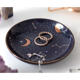 Purple Star Astrology Constellation Zodiac Moon And Stars Trinket Jewelry Dish