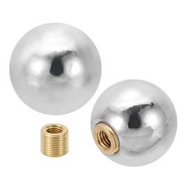 PATIKIL 25mm Ball Lamp Finials Caps Knob, 2 Set Solid Lamp Shade Top Decoration Screw Cap Nuts with Brass Reducing Adapter for Table Lamps Floor Lamps, Silver Tone