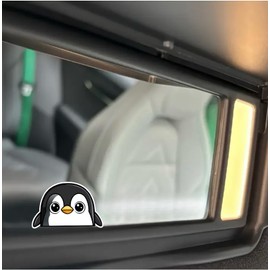 3PC Cute Penguins Rearview Mirror Sticker Decal, Mirror Sticker with Peeking Anime Penguins, Transparent Weatherproof Vinyl Sticker for Women, Girls (3 Penguins)