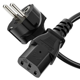 sonero Stromkabel Kaltgerätekabel 3 Polig, 5,0m, Schutzkontakt Schuko Stecker Netzstecker auf Kaltgerätekupplung C13 Buchse, Netzkabel Netzteil Strom Kabel für Monitor PC Drucker, Schwarz