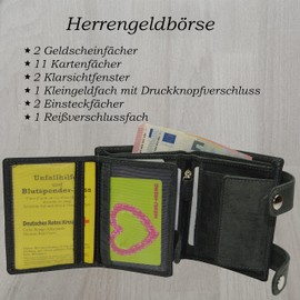 Roberto Leather Wallet with Chain Smooth Leather Design with RFID Protection Only Dark Brown (Black), gray, Modern