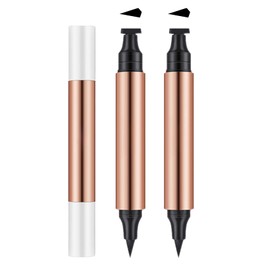 XMXueMei Double Side Liquid Winged Eyeliner Stamp,Smudge Proof Waterproof Eye Liner Set,Long-Lasting Eye Liner Face Makeup,Star Flowers Hearts Triangle Black Eyeliner Stamp Pencil（2PCS）