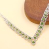 JunyiDIY Elegant Green Crystal Necklace Earrings Set | Zircon Chain