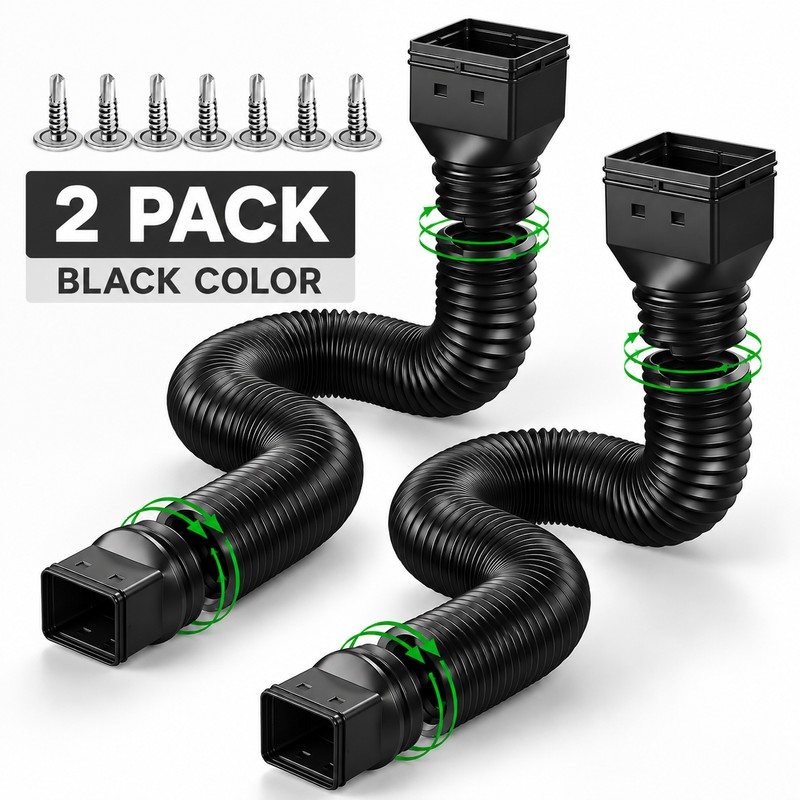 2-Pack Adjustable Downspout Extensions to Help Prevent Water Pooling Around