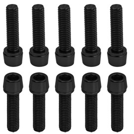 Set of 10 M5 x 20 P0.8 Titanium Bolts, 0.2 inch (5 mm), 0.8 inches (20 mm), Pitch Black, Taper Bolts, Bike Screen, Cowl, Car, Bicycle, Stem, Automobile, Road Bike, Lightweight, Mountain Bike Screws