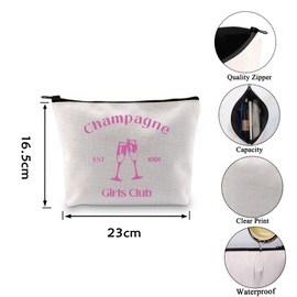 Champagne Themed Gift Bubbly Gift Cham-pagne Est 1991 Girls Club Zipper Pouch Makeup Bag (Champagne 1991 CA)