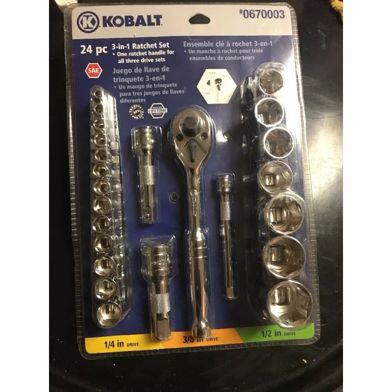 Kobalt 24 piece socket set english 5/32" to 1" 20