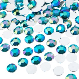 John Bead 1000 piezas de 8 mm (SS39), turquesa AB, acrílico redondo con parte trasera plana para hacer joyas, manualidades, arte de uñas, maquillaje de cara, ropa