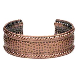 Antiqued Copper Cuff Bracelet Hammered Pattern IN GIFT BOX