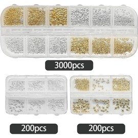 3400 Pcs Gold and Silver Star Pearls Nail Charms Gems Supplies Accessories Beautiful for Nails Exquisite Shiny Manicure Diy Crafts Decoration Jewelry Making (3400)