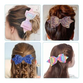 choicbaby 12 Lazos Para El Pelo Con Purpurina, Pinzas De Cocodrilo, Pi