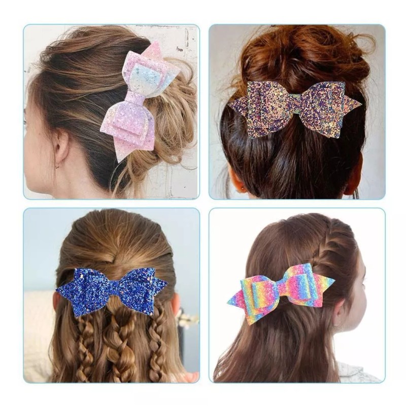 choicbaby 12 Lazos Para El Pelo Con Purpurina, Pinzas De
