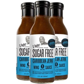 G Hughes Sugar Free, Caribbean Jerk Wing Sauce - Caribean Jerk Sauce, Jerk Marinade, Gluten Free Wing Sauce, Sugar Free BBQ Sauce, Barbecue Sauces, Gluten Free - 12 Oz. (3 pack)