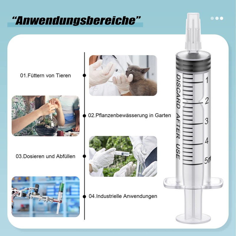 Pack of 30 Plastic Syringes 5 ml, Measuring Syringe Disposable