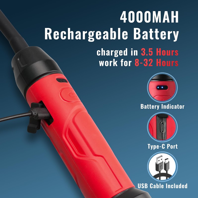 LED Work Light with Flexible Gooseneck for Tight Spaces, 800LM