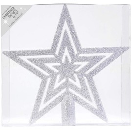 Inge Christmas Goods Star Christmas Tree Topper Star-Shaped Christmas Tree Topper 21 cm Tree Topper Star Topper (White)