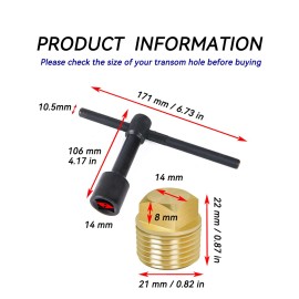 DOFEDOFO Solid Boat Plug 1/2 Inch Boat Drain Plugs and T Handle Drain Plug Wrench Boat