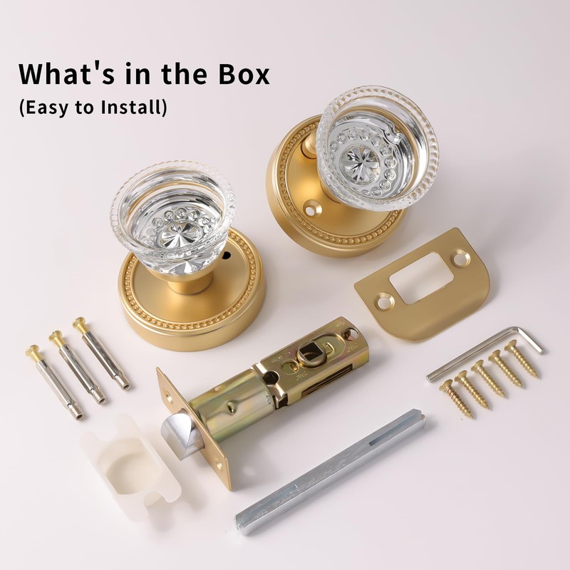 Bak Bo Crystal Door Knobs Interior Brushed Gold Glass Door