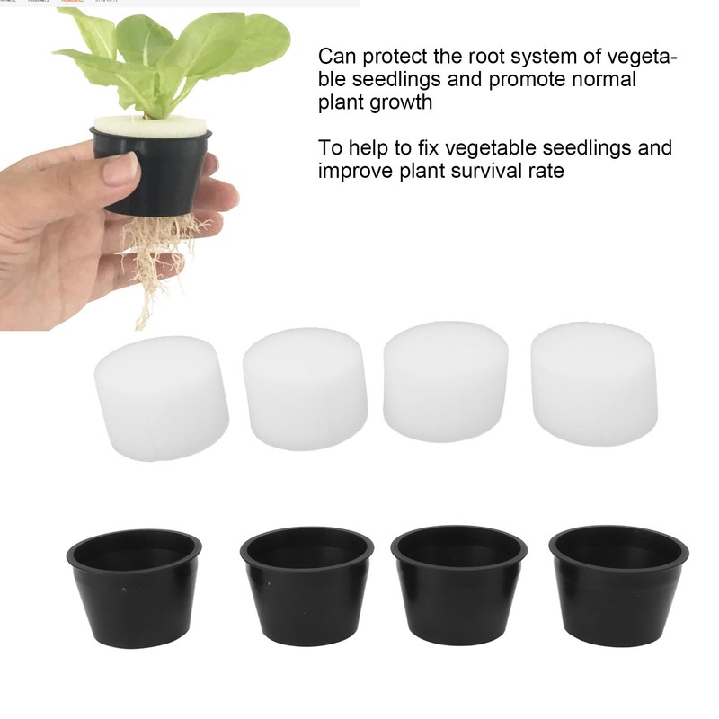 100 Set Hydroponic Grow Baskets Sponges Circular Planting Baskets Plant