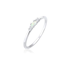 Elli Ring Ladies Vintage with Zirconia Crystals and Opal in 925 Sterling Silver Gold Plated