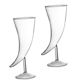 NOLITOY 2Pcs Creative Moon Goblet Glasses Unique Horn Shaped Cocktail Glasses Transparent Color Elegant Design for Home Bar and Parties