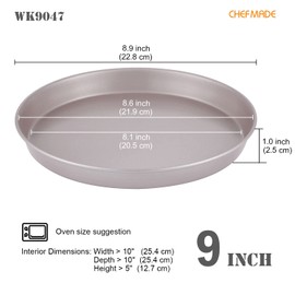 CHEFMADE Pizza Pan, 9-Inch Non-Stick Pancake Bakeware for Oven Baking (Champagne Gold), CHM-BAKE-WK9047