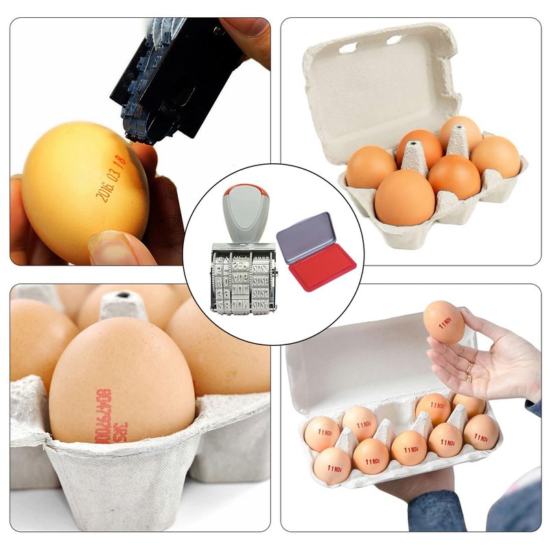 Egg Date Stamp, Egg Dating Set with Stamp, Date Rubber