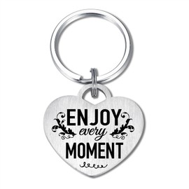 Levole Affirmation Gifts Motivational Keyring, Mindfulness Gifts for Students from Teachers, Women, Men and Teens Stylish Positivity Gifts for Mental Health Well Done Keychain, Enjoy Every Moment