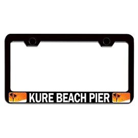 Custom Brother - Kure Beach PIER Beach Summer Surf Surfing Black Steel Auto SUV License Plate Frame License Tag Holder, J63