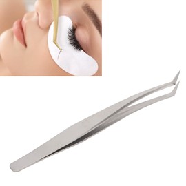 Eyelash Tweezers High Precision Eyelash Extension Tweezers Graft Stainless Steel (Long Oblique Tweezer)