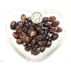 Vintage West German Dark Chocolate Cream Swirl (14x9mm) RARE Vtg W. German Glass Beads (4 pieces)