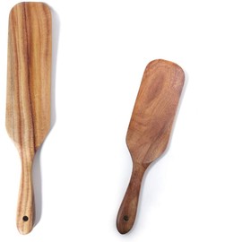 Spurtle Set, Natural Acacia Wooden Kitchen Utensils Set of 2, Wooden Spoons Utensils for Cooking, stirring, Mixing, Serving, spurtles kitchen tools as seen on tv for NonSick Cookware