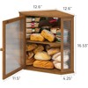 Corner Bread Box for Kitchen Counter, Bamboo Wood Large Capacity
