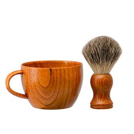Grandslam Shaving Brush Set Pure Badger Hair Shaving Brush with Solid Wood Handle and Wooden Shaving Soap Bowl for Men Easy to Lather Fits Wet Shaving…
