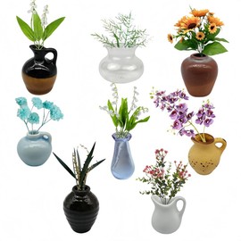 8Pcs Mini Ceramic Vase Fridge Magnets Cute Plants Decor Accessories DIY Vase Refrigerator Magnets Strong Decorative for Kitchen Office (8Pcs B)