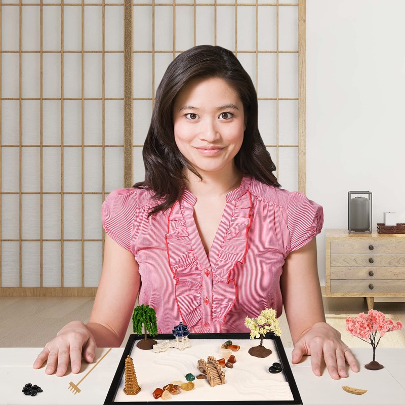 Yoquare Mini Zen Garden, White Sand, 10" x 7" Rectangular