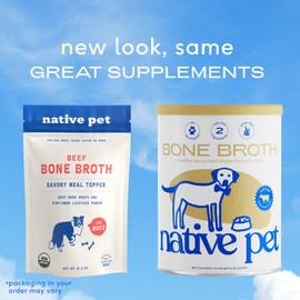 Native Pet Bone Broth for Dogs | Dog Food Topper for Picky Eaters | Dog Gravy Topper for Dry Food | Protein Powder for Dogs | Beef Flavored Bone Broth Powder for Dogs | Bone Broth for Cats | 9.5oz