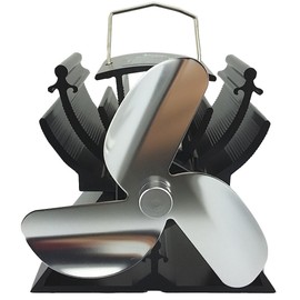 13cm Height, Mini Heat Powered Oven Fan for Small Space of Wood/Log Burner - Eco Friendly Silver