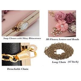 Kitty Flower Clutch Purse for Women Floral Evening Bags for Wedding Bride Formal Party (Light Pink)