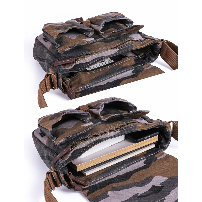 Gootium Vintage Canvas Messenger Bag Men’s Crossbody Bag, Camouflage
