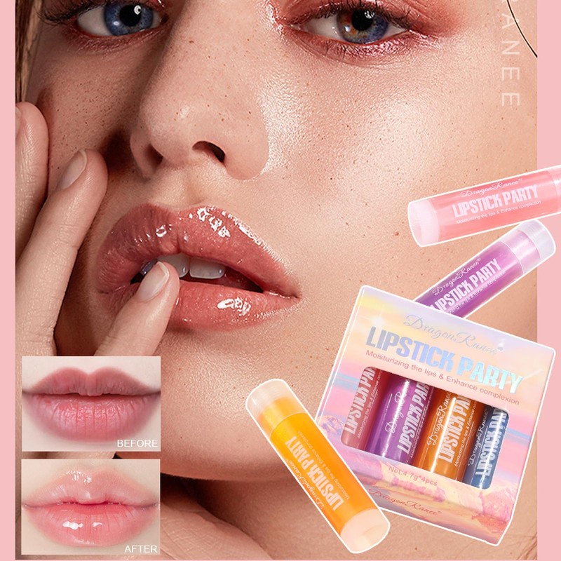 4 Pcs/Set High Shine Glossy Lipstick Set, Hydrating Glass Shine