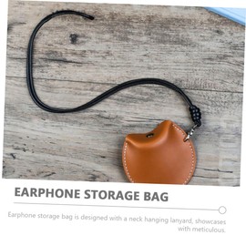 KOMBIUDA Travel Earbuds Storage Bag Compact PU Organizer with Hanging Lanyard for Women Securely Holds Earbuds Coins and Small Essentials for Go Use