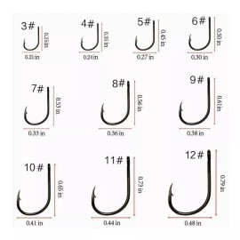 THE9SHOP 500 Piezas Kit De Anzuelos Pesca 3-12# Con Caja Afilados