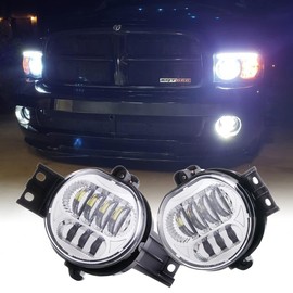 Z-OFFROAD 2pcs 63W LED Fog Lights Lamps Replacement for 2002-2008 Dodge Ram 1500 2003-2009 Ram 2500 3500 2004-2006 Durango Truck, Driver and Passenger Side - Chrome
