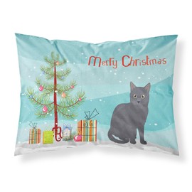 Caroline's Treasures CK4777PILLOWCASE Nebelung Cat Merry Christmas Fabric Standard Pillowcase Lightweight Super Soft Easy Care Decorative Artwork Pillowcase, Standard